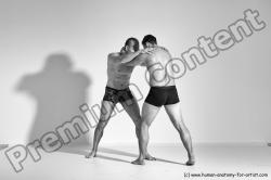 Underwear Martial art Man - Man White Moving poses Athletic Short Brown Dynamic poses Academic